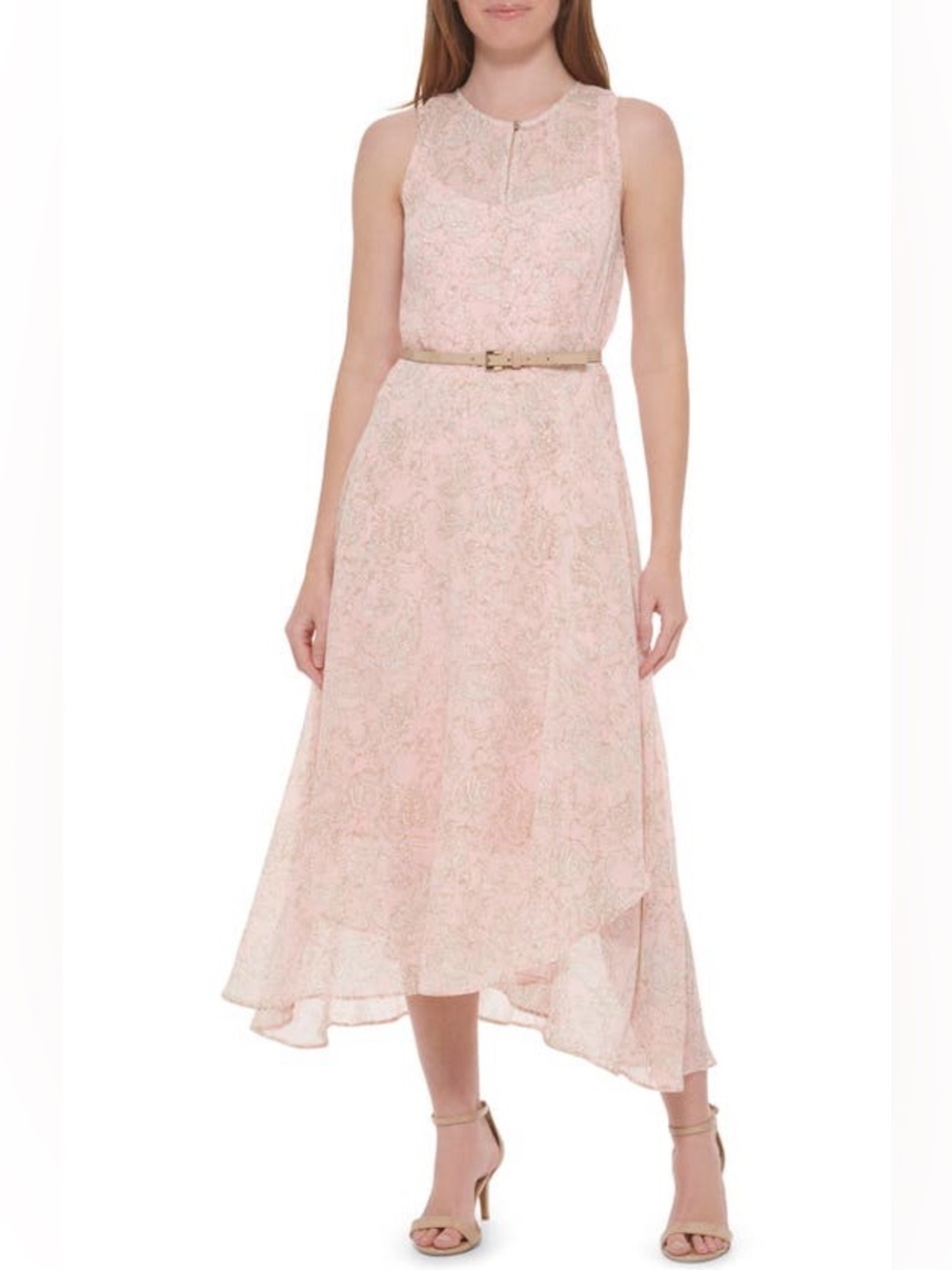 NWT Tommy Hilfiger Women’s Light Pink Flowy Belt Dress Size 16 Retail $139